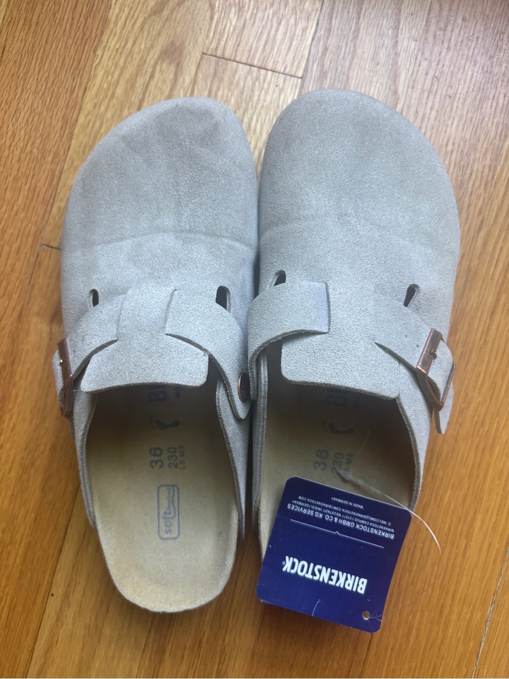 Birkenstock Suede Clogs in Light Gray